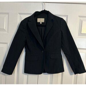 Banana Republic Women's Black One-Button Blazer Cotton Business Casual